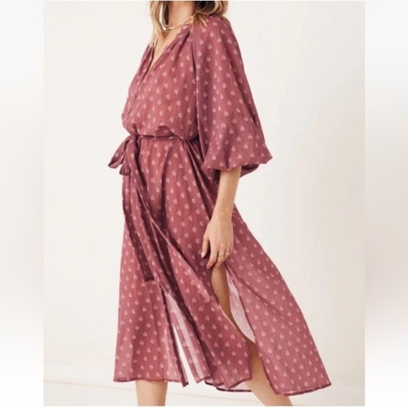 Spell & The Gypsy Utopia Button Through Dress Organic Floral Tunic Berry XXS - Picture 1 of 14